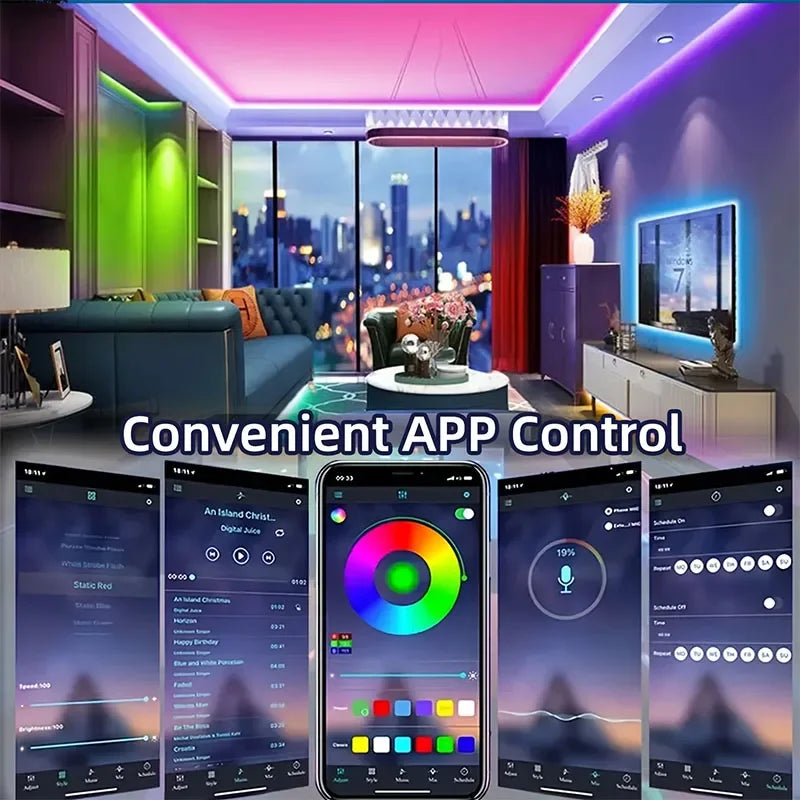 RGBIC Neon LED Strip 5V USB Bluetooth APP Control Music Sync Flexible Rope Light for Gaming Room Party Holiday Decoration